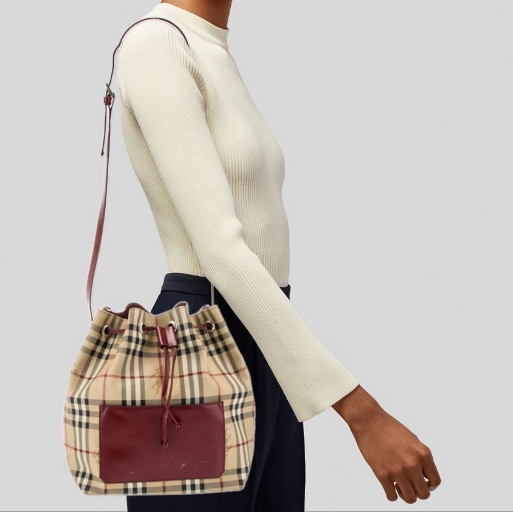 Burberry Beige and Burgundy Hobo Bag - Picture 11 of 12